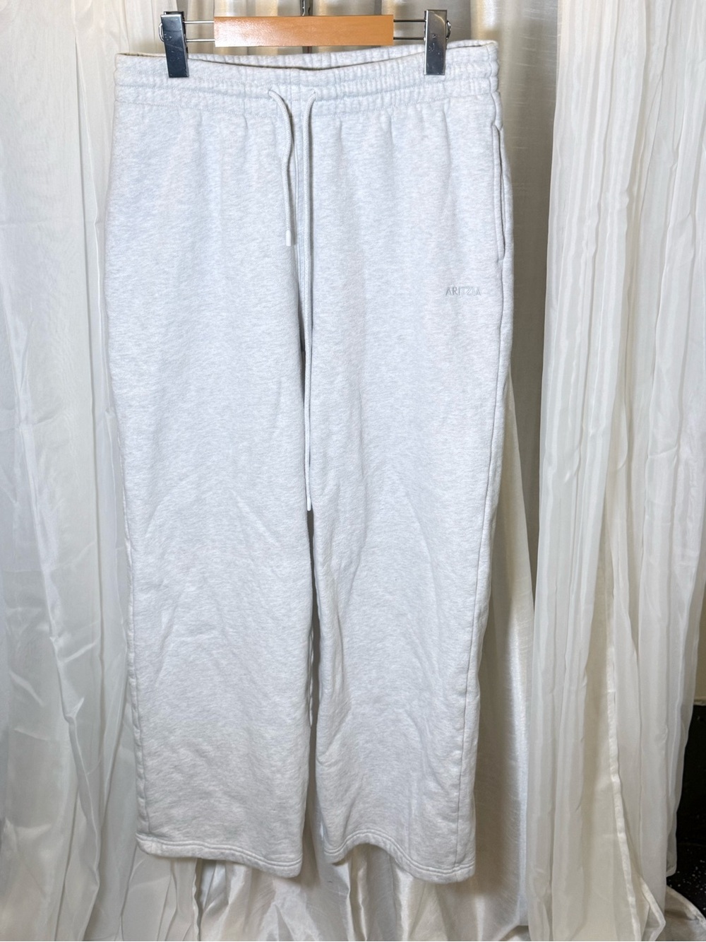 Aritzia Light Gray Drawstring Track Pants